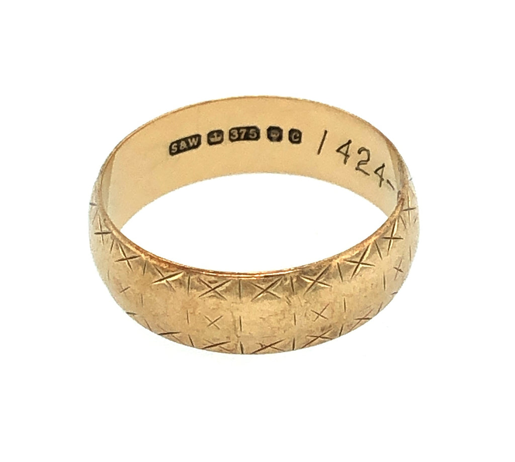 9k Gold Engraved Vintage Ring The Vintage Jewellery Company