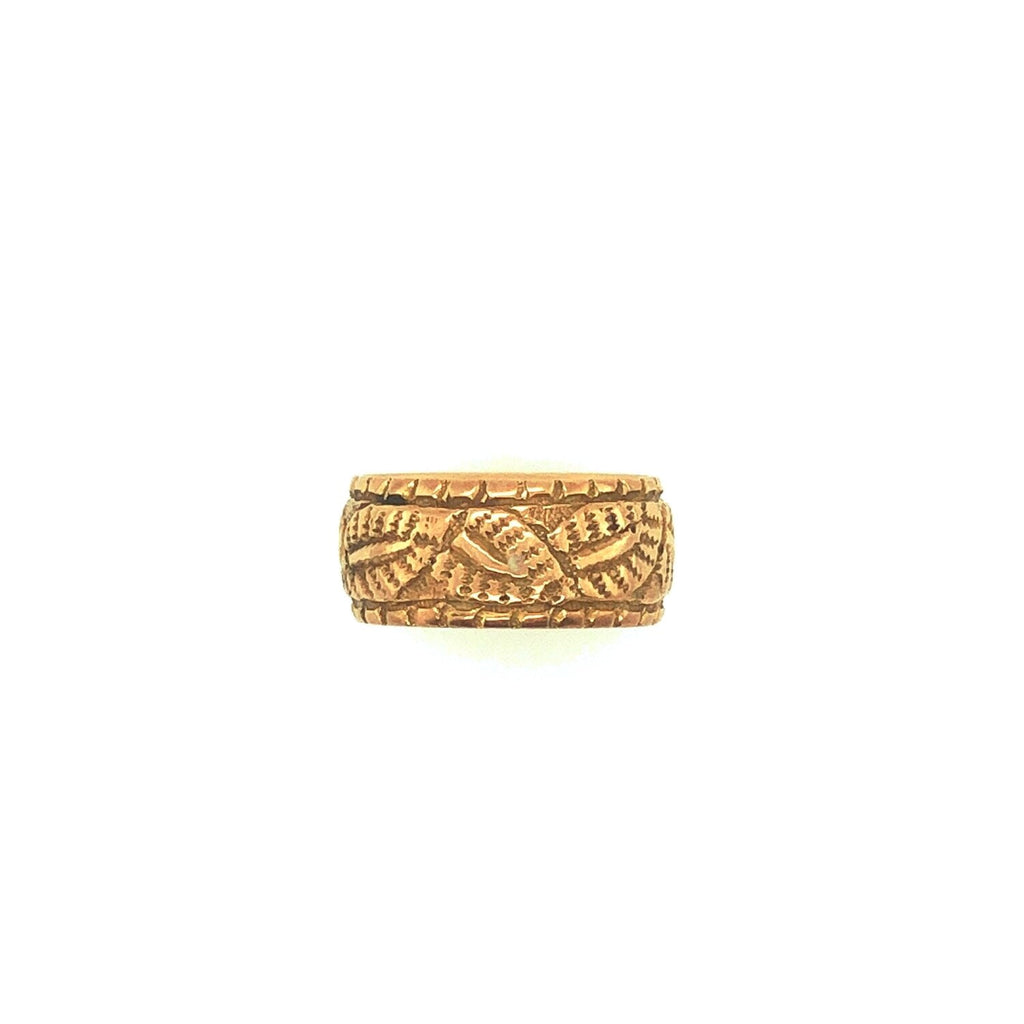 9k Rose Gold Engraved Fern Patterned Edwardian Antique Ring The Vintage Jewellery Company