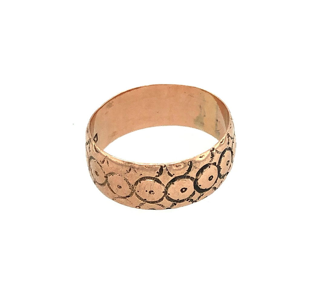 9k Rose Gold Engraved Victorian Antique Ring The Vintage Jewellery Company