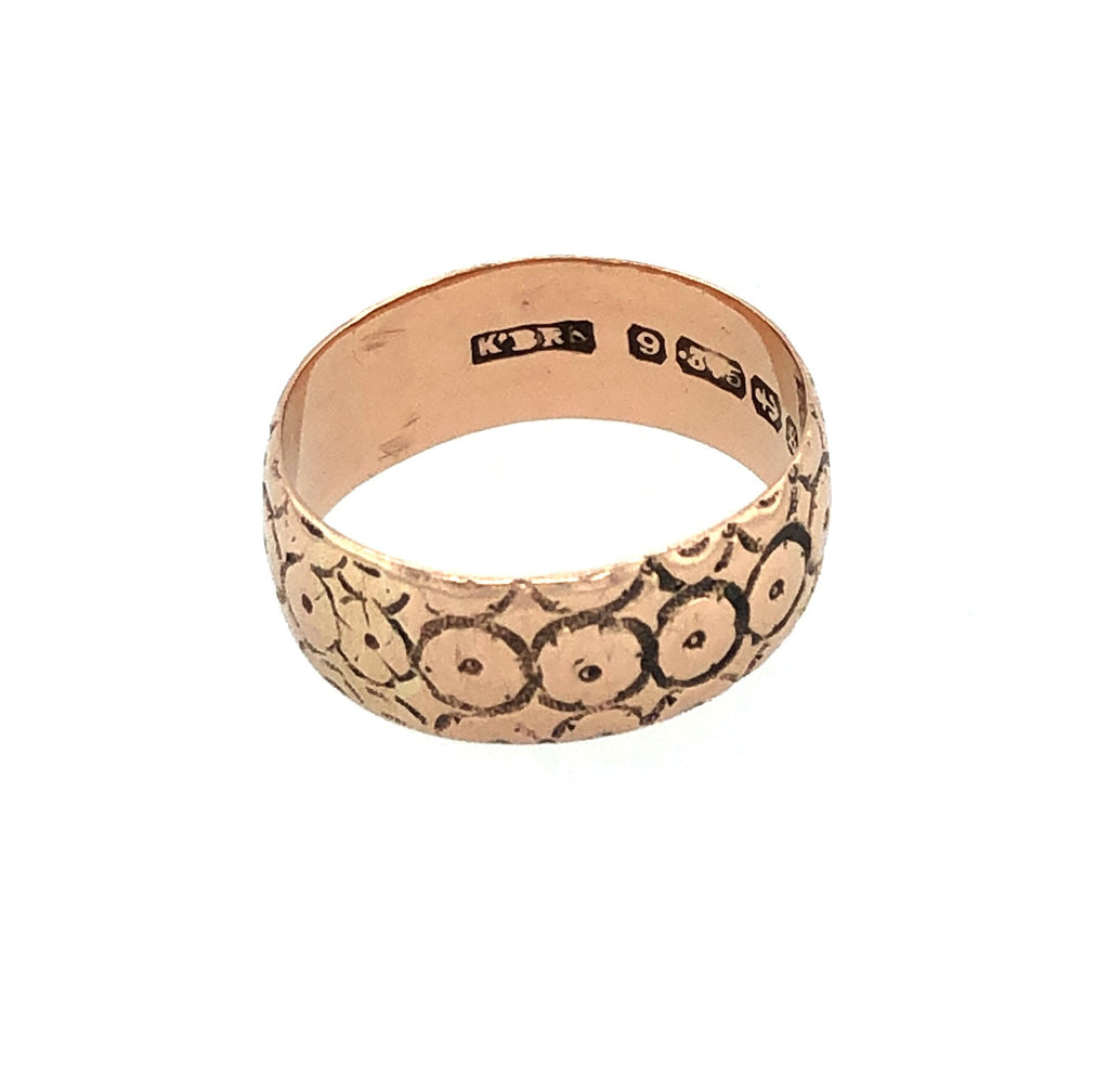 9k Rose Gold Engraved Victorian Antique Ring The Vintage Jewellery Company