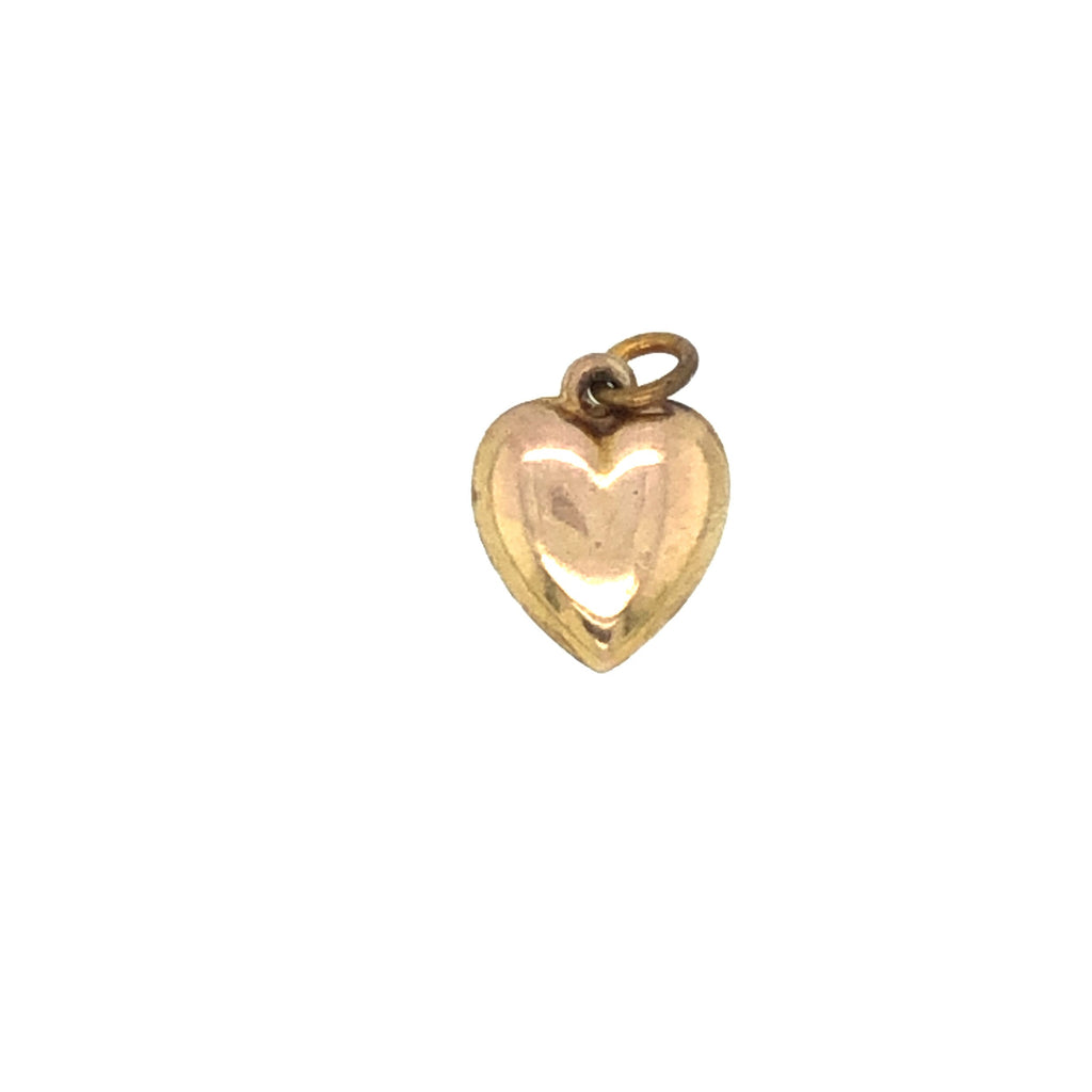 Antique 9K Gold Puffer Heart Charm The Vintage Jewellery Company