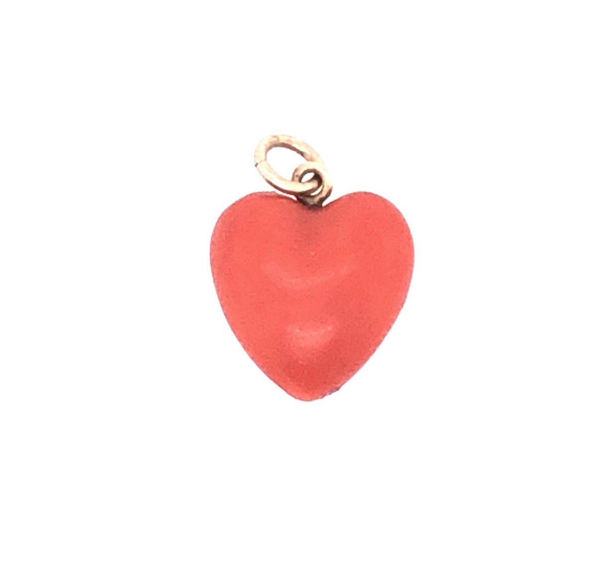 Antique Coral and Gold Tiny Heart Pendant The Vintage Jewellery Company