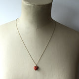 Antique Coral and Gold Tiny Heart Pendant The Vintage Jewellery Company
