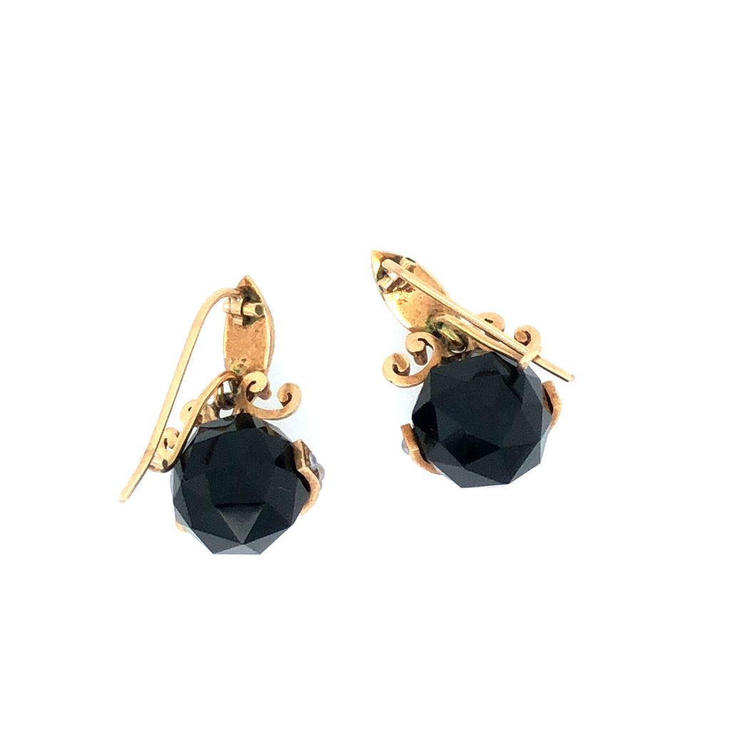 Antique Victorian Onyx and Seed Pearl Earrings The Vintage Jewellery Company
