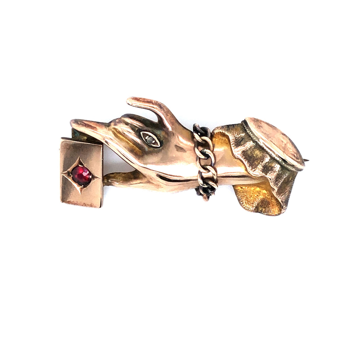 Antique gold hand brooch with bracelet and ring The Vintage Jewellery Company