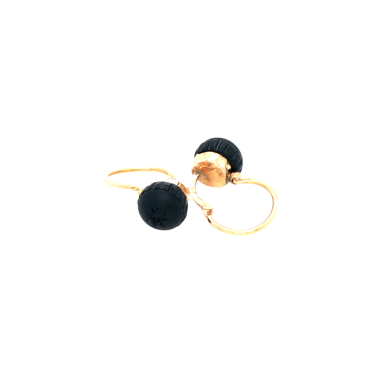 Antique 18ct Rose Gold  & Jet Dormeuse Earrings