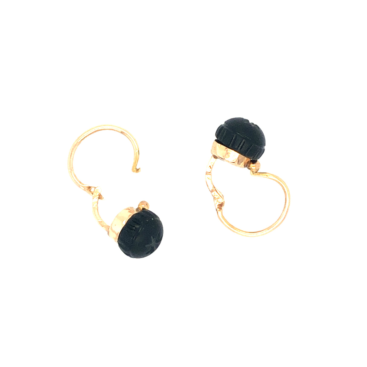 Antique 18ct Rose Gold  & Jet Dormeuse Earrings