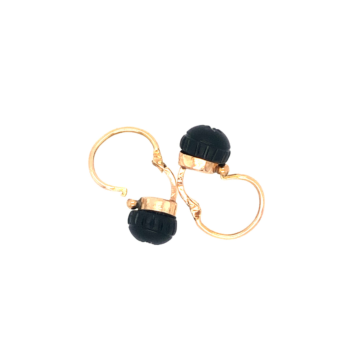 Antique 18ct Rose Gold  & Jet Dormeuse Earrings