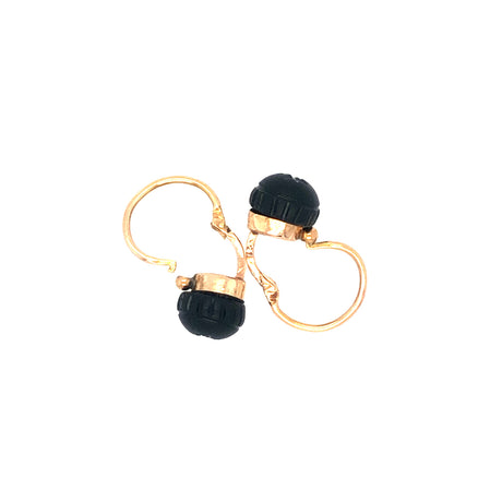 Antique 18ct Rose Gold  & Jet Dormeuse Earrings