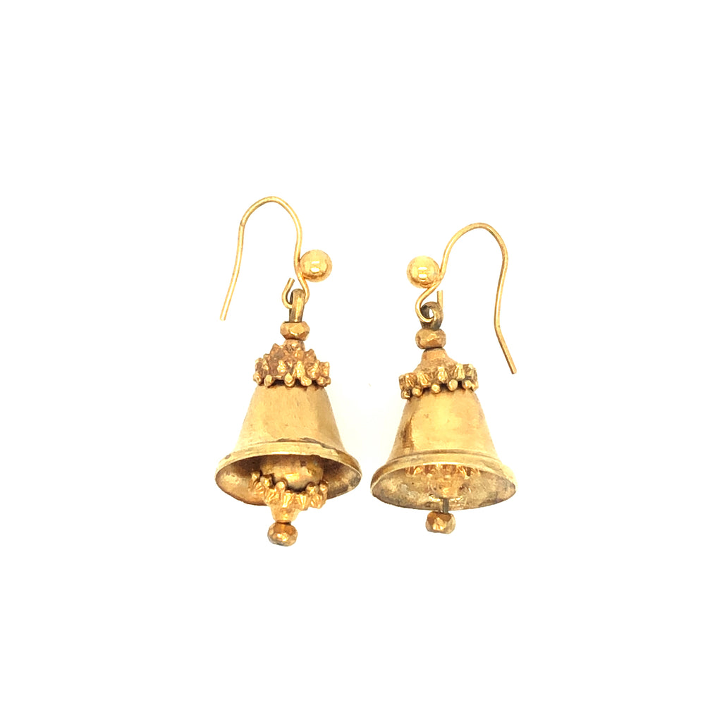 Antique Victorian Gold Bell Drop Earrings