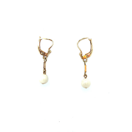 Danish 14K Gold Earrings with Akoya Pearl The Vintage Jewellery Company
