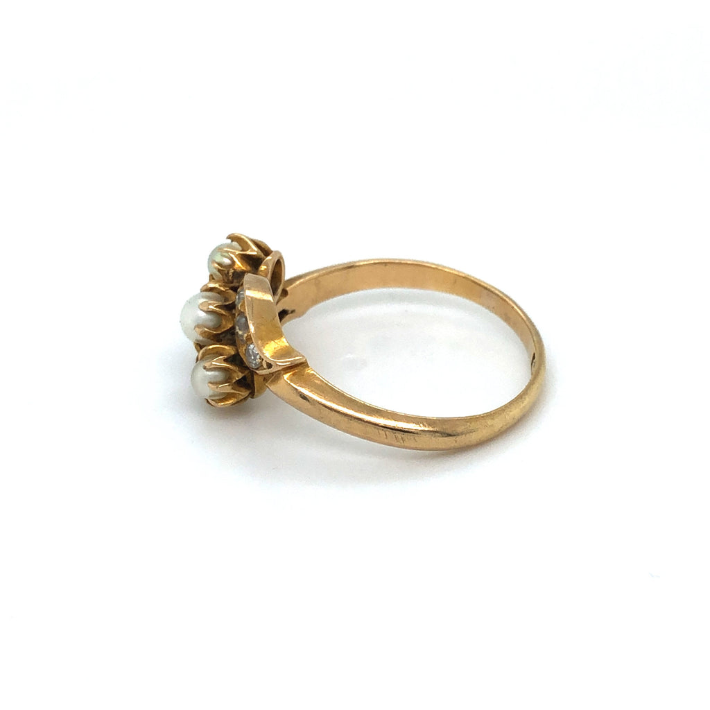 Edwardian Pearl and Diamond Ring The Vintage Jewellery Company