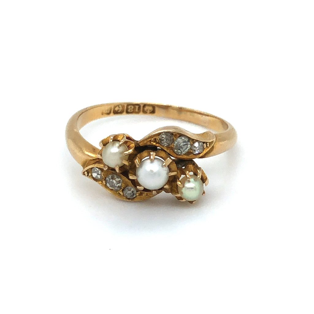 Edwardian Pearl and Diamond Ring The Vintage Jewellery Company
