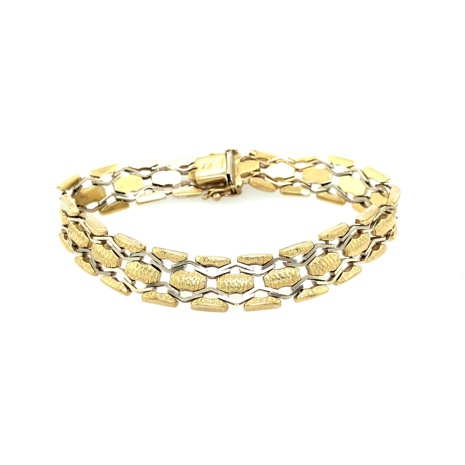 Fine Mid century 9K Gold Link Bracelet The Vintage Jewellery Company