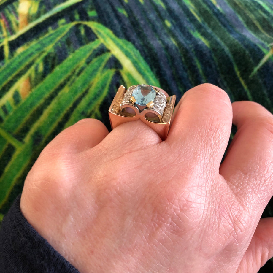 Rose gold store topaz engagement ring