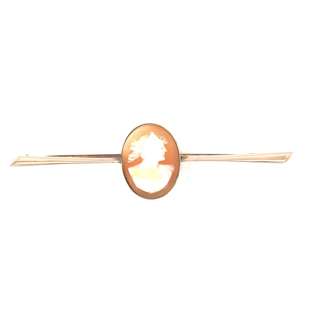 Gold Cameo Vintage Bar Brooch The Vintage Jewellery Company