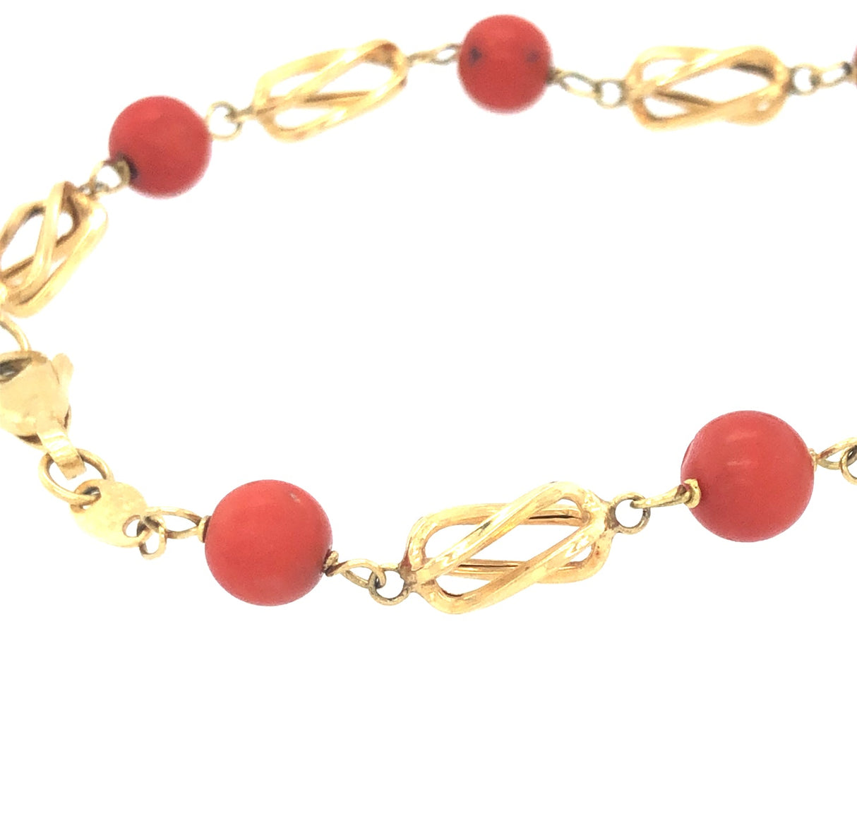 Gold & Coral Vintage Bracelet The Vintage Jewellery Company