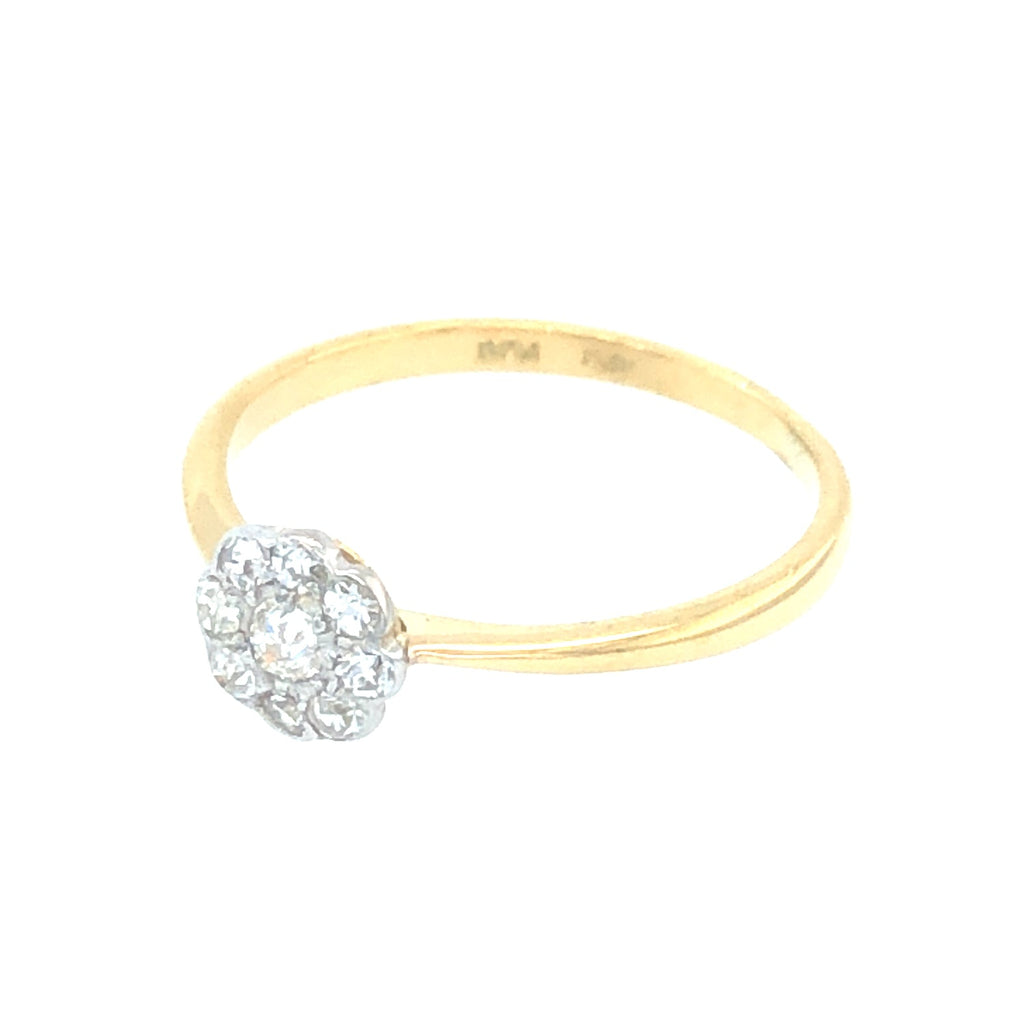 Gold, Platinum & Diamond Daisy Cluster Antique Ring The Vintage Jewellery Company