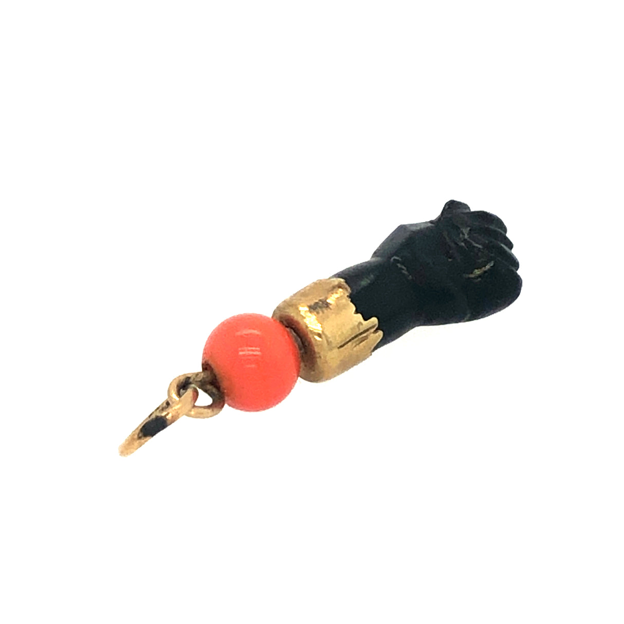 14ct Gold, Oynx &  Coral Figa Hand Pendant