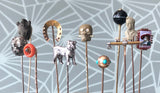 Coral & Diamond Stick Pin / Tie Pin
