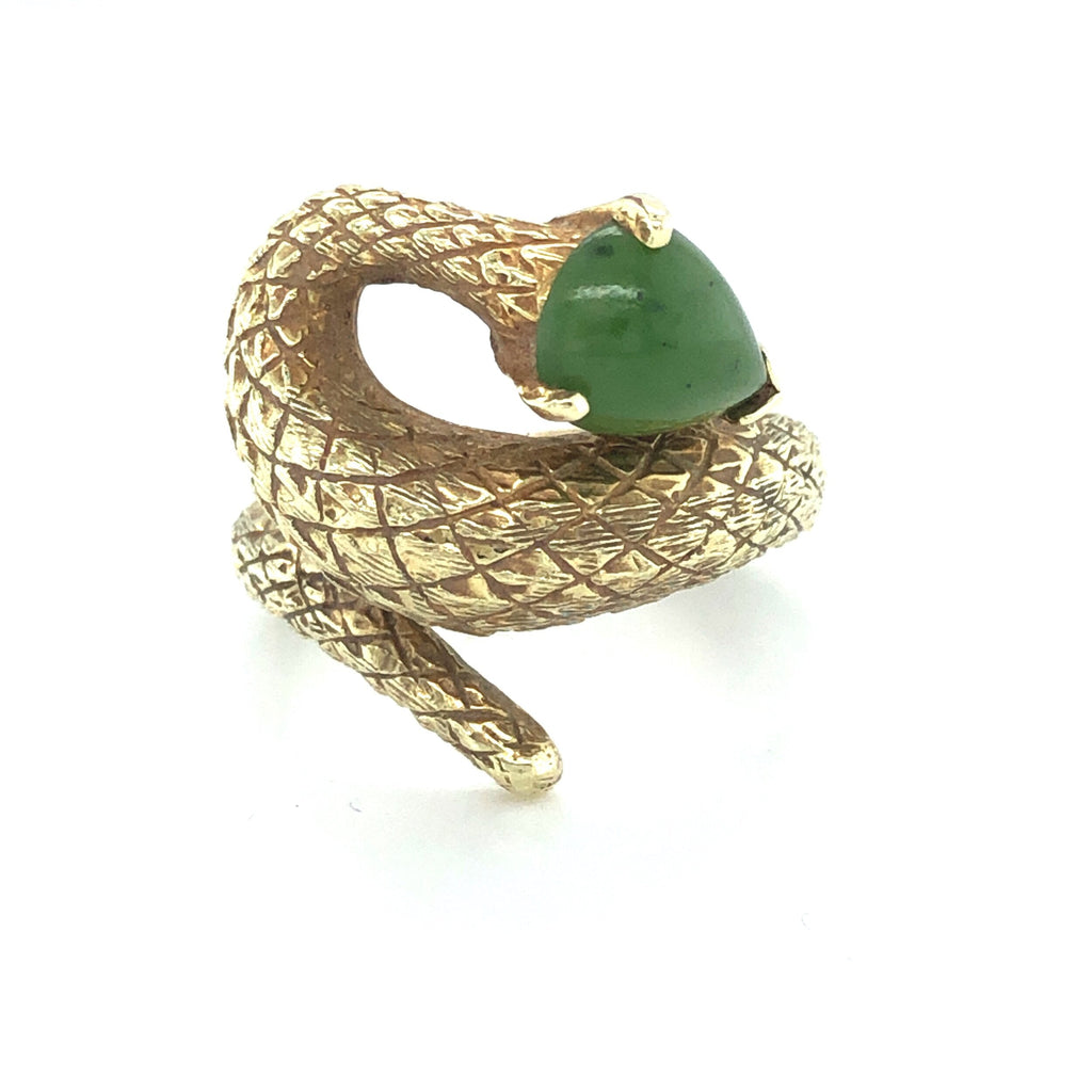 Jade and Gold Snake Vintage Ring The Vintage Jewellery Company