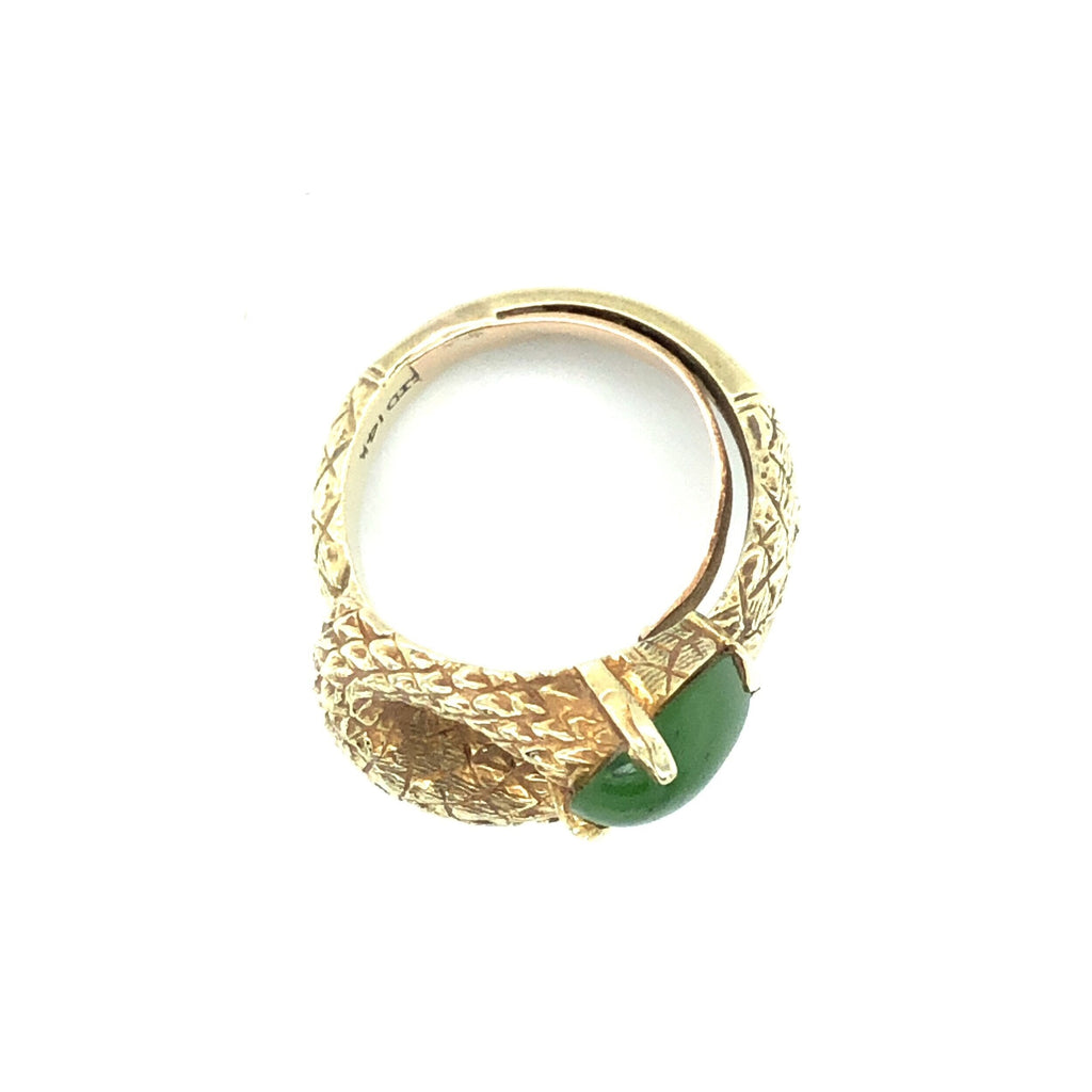 Jade and Gold Snake Vintage Ring The Vintage Jewellery Company