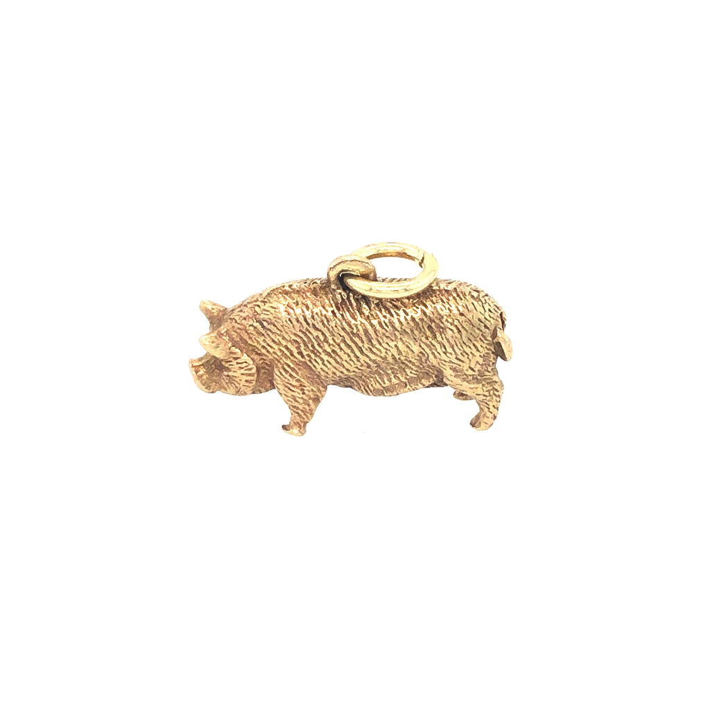 Vintage Cropp  & Farr Mid-Century Gold Pig Pendant
