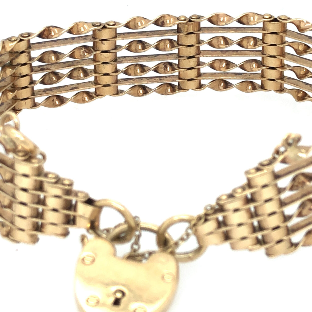 Mid-century 9k Gold Padlock Clasp Gate Bracelet The Vintage Jewellery Company