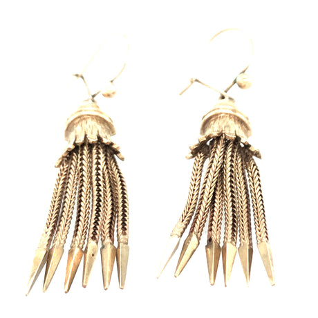 Mid-century Gold Tassel Vintage Earrings
