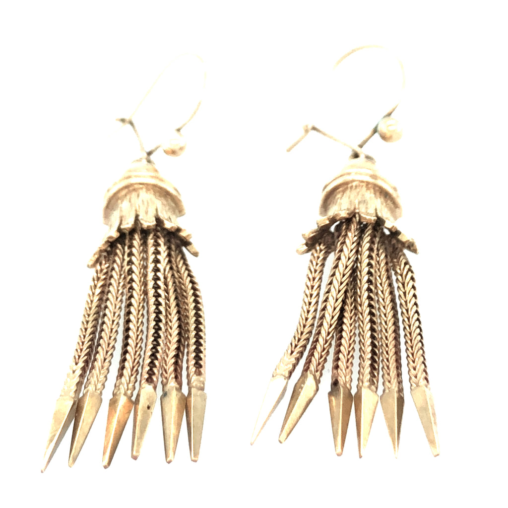 Mid-century Gold Tassel Vintage Earrings