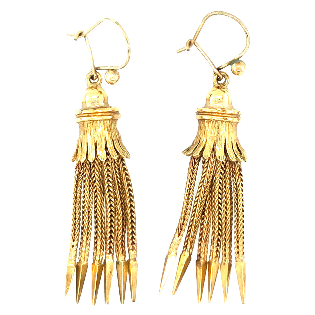 Mid-century Gold Tassel Vintage Earrings