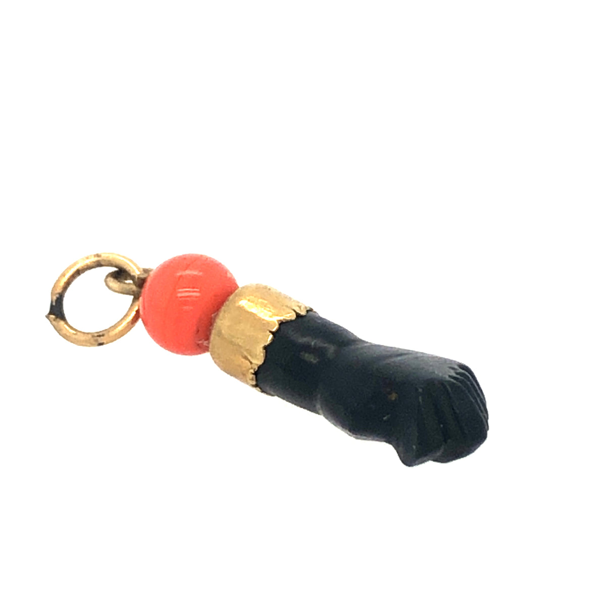 14ct Gold, Oynx &  Coral Figa Hand Pendant