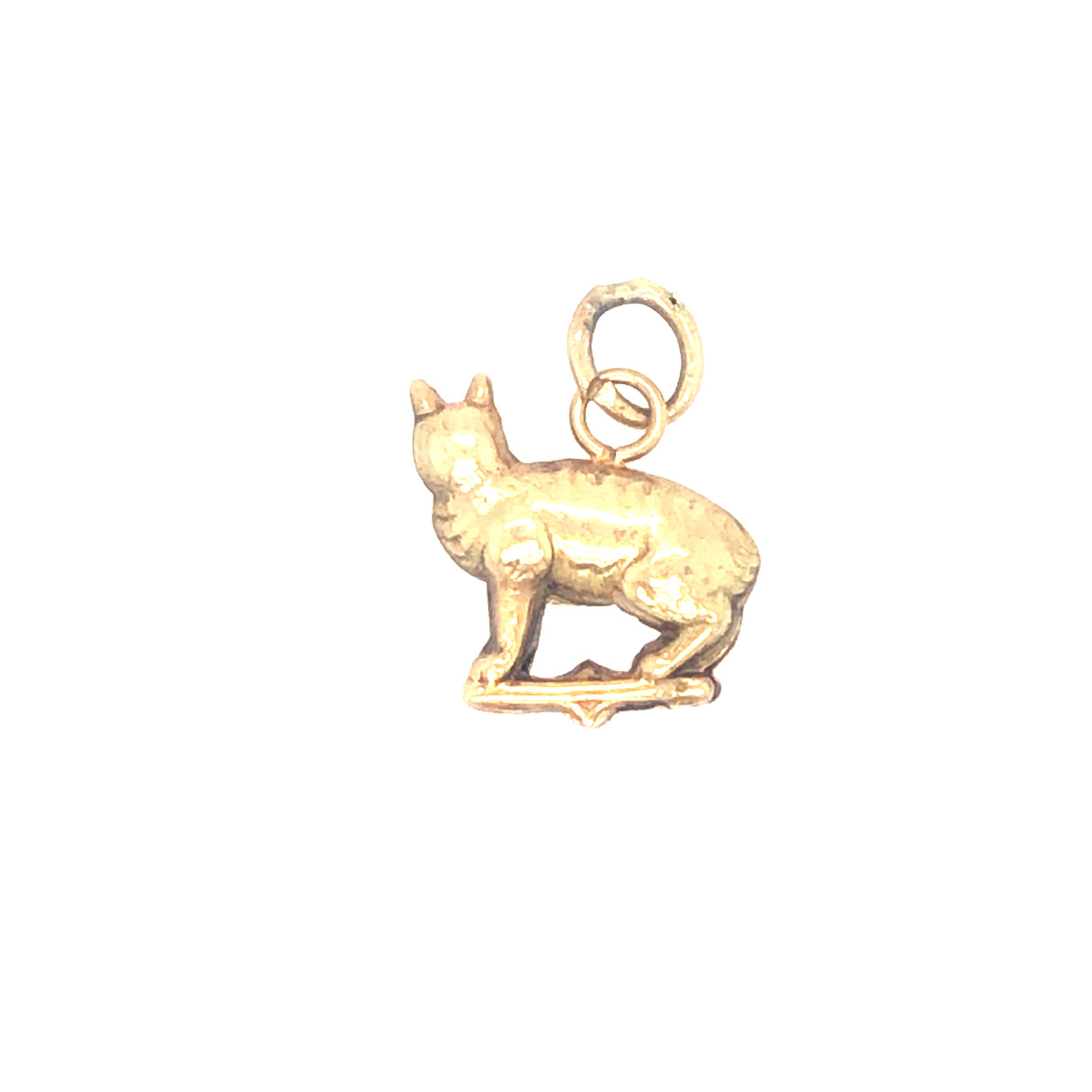 Antique 9ct Gold Cat Charm Pendant