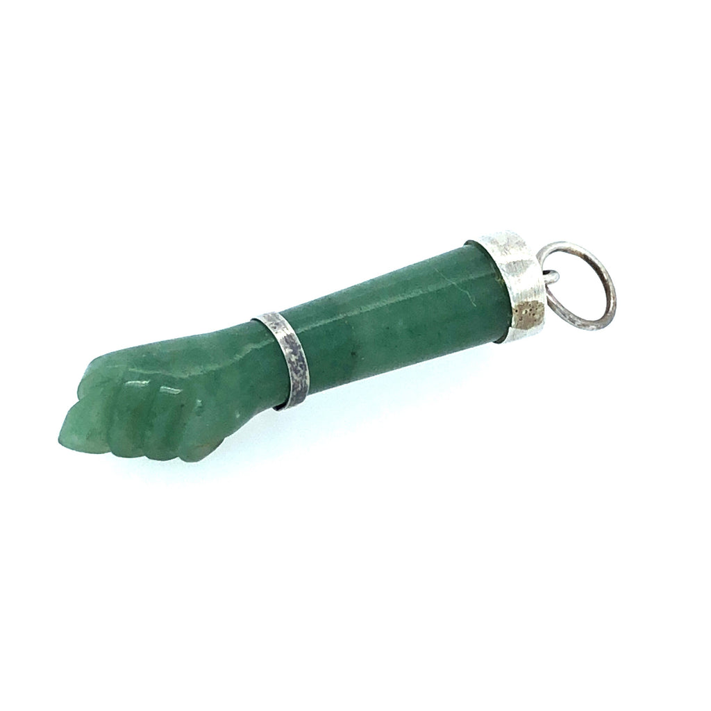 Victorian Jade and Silver Figa / Hand Pendant The Vintage Jewellery Company