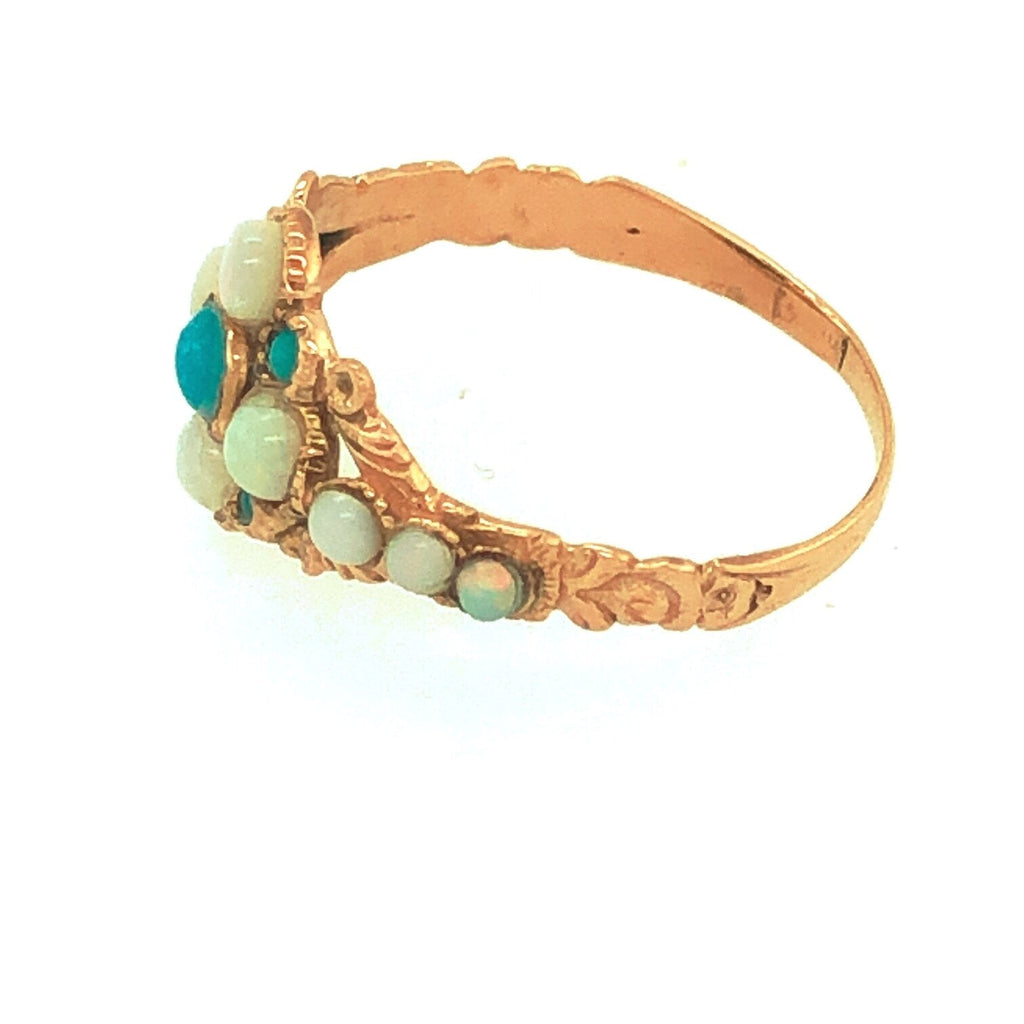 Victorian Rose Gold, Turquoise and Opal Antique Ring The Vintage Jewellery Company
