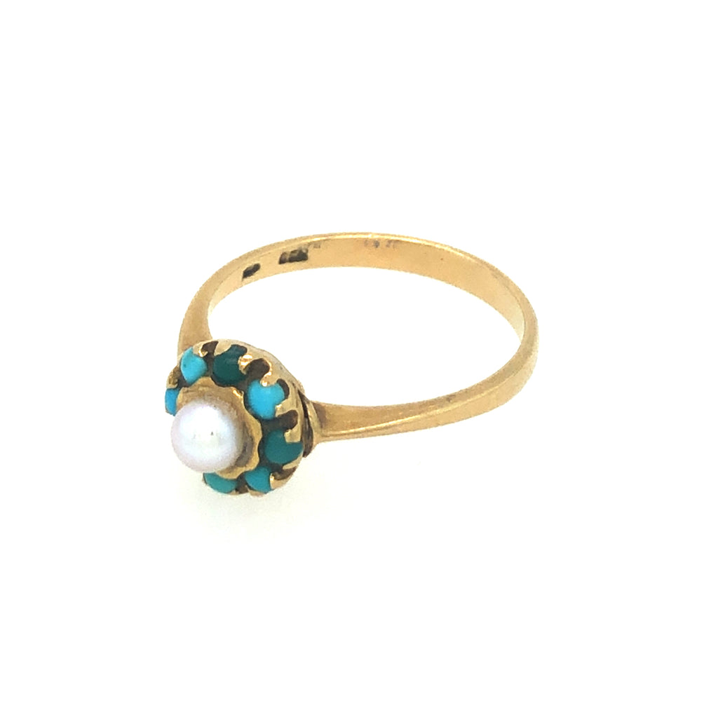 Victorian Pearl & Turquoise Gold Ring