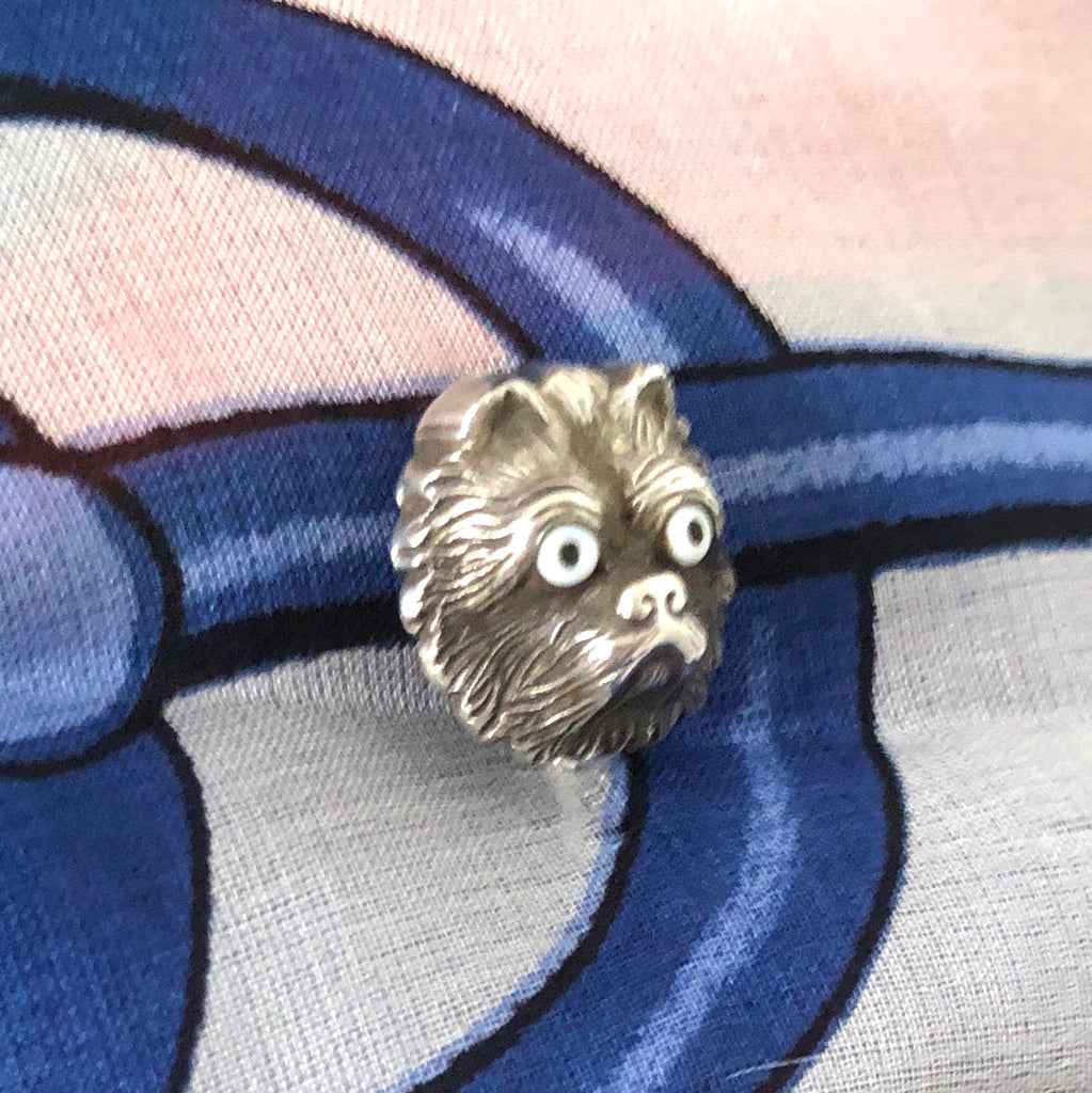 Victorian silver dog pin