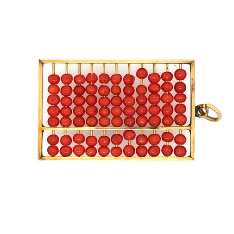 Vintage 14k Gold and Coral Abacus Pendant The Vintage Jewellery Company