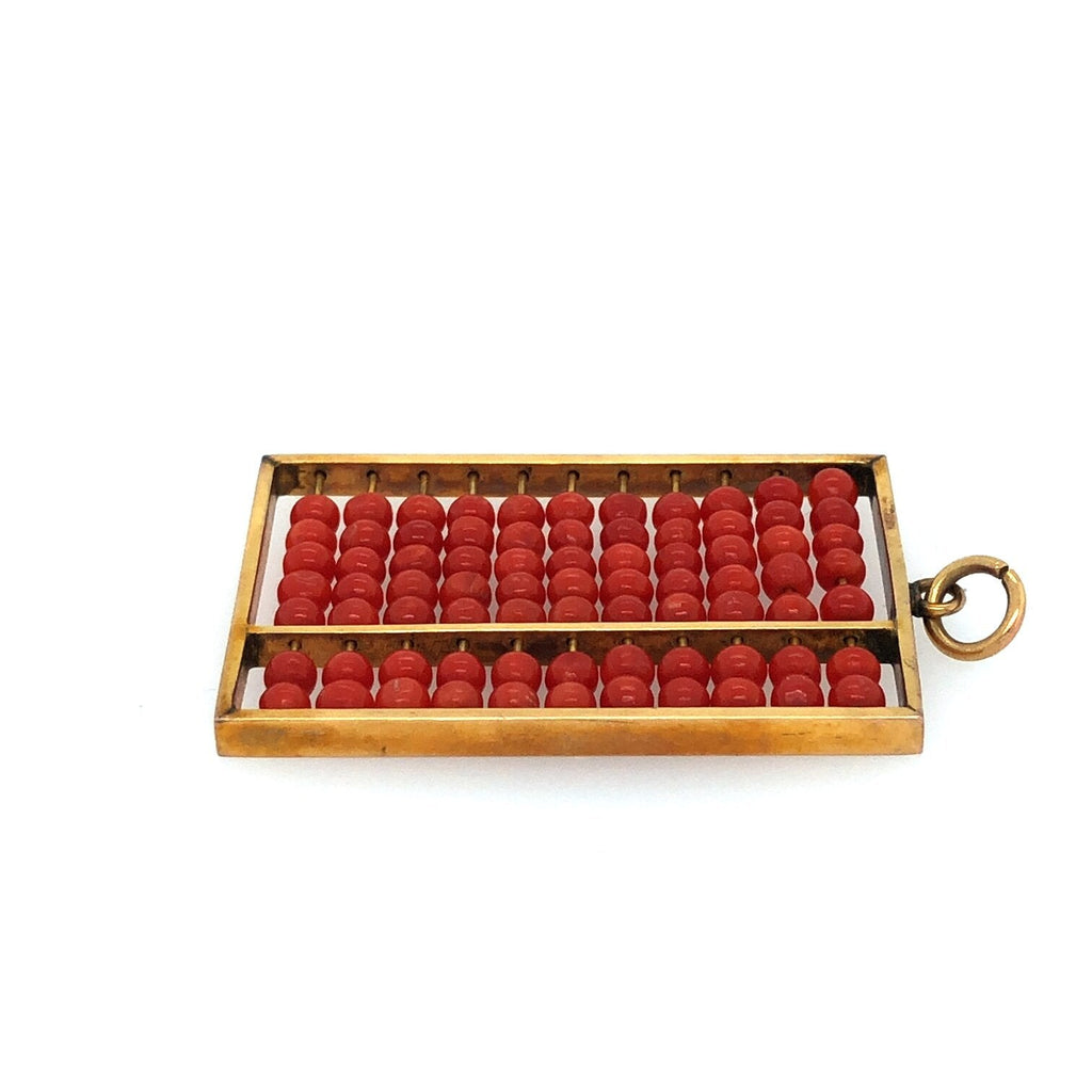 Vintage 14k Gold and Coral Abacus Pendant The Vintage Jewellery Company
