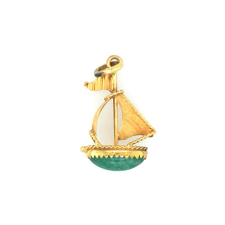 Vintage 18k Gold & Amazonite Sailing Boat Charm/Pendant The Vintage Jewellery Company