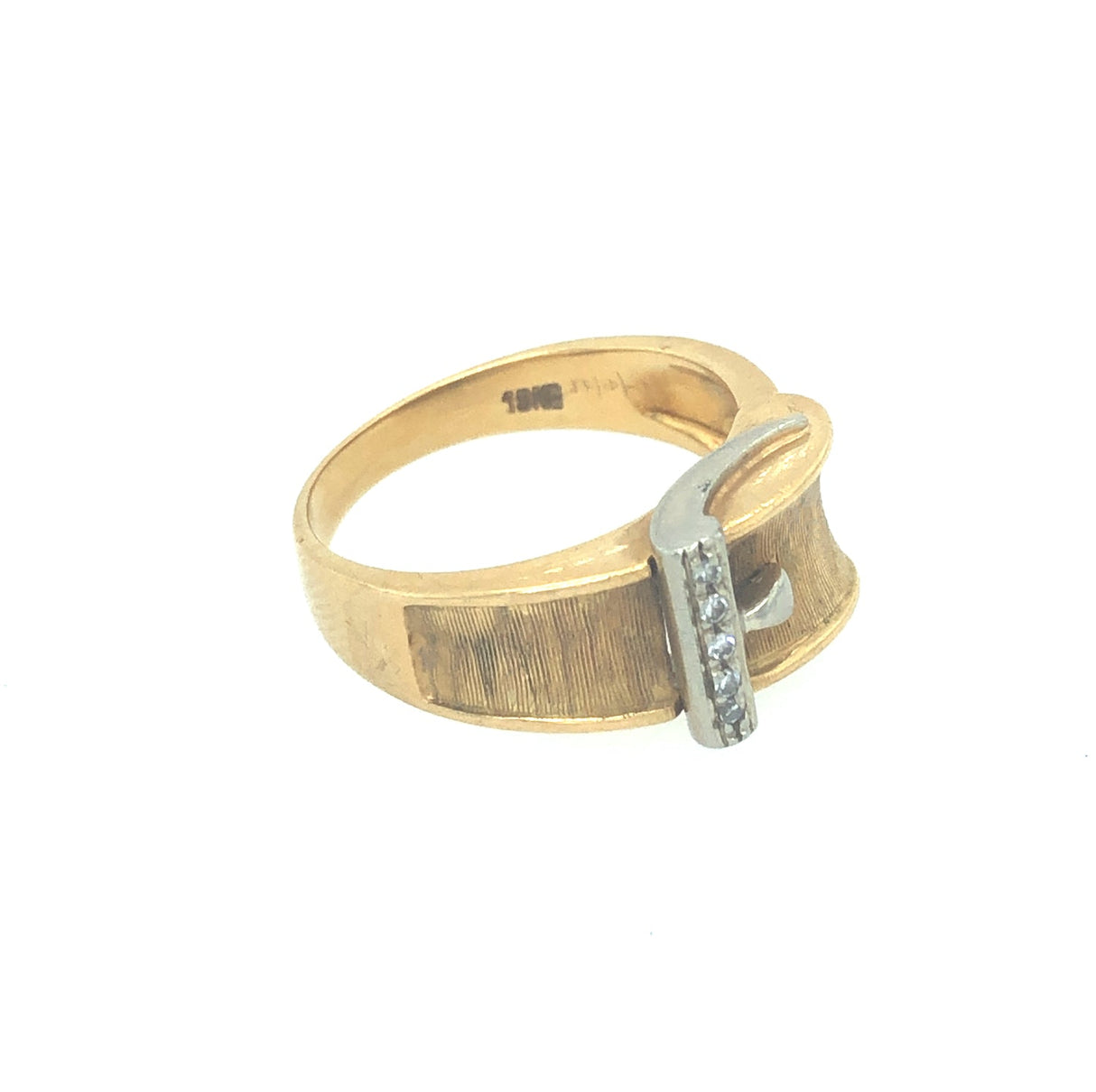Vintage 18k Gold Buckle Ring Set With Diamonds The Vintage Jewellery Company