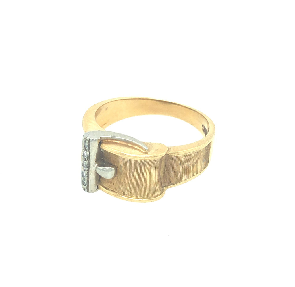 Vintage 18k Gold Buckle Ring Set With Diamonds The Vintage Jewellery Company