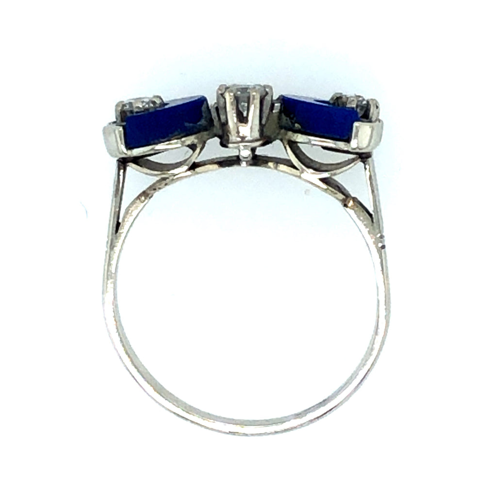 Vintage 1970s Diamond and Lapis Lazuli  Ring The Vintage Jewellery Company