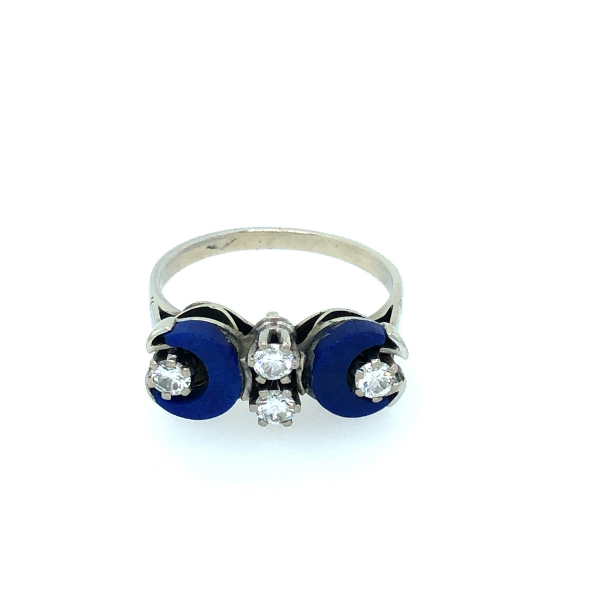 Vintage 1970s Diamond and Lapis Lazuli  Ring The Vintage Jewellery Company