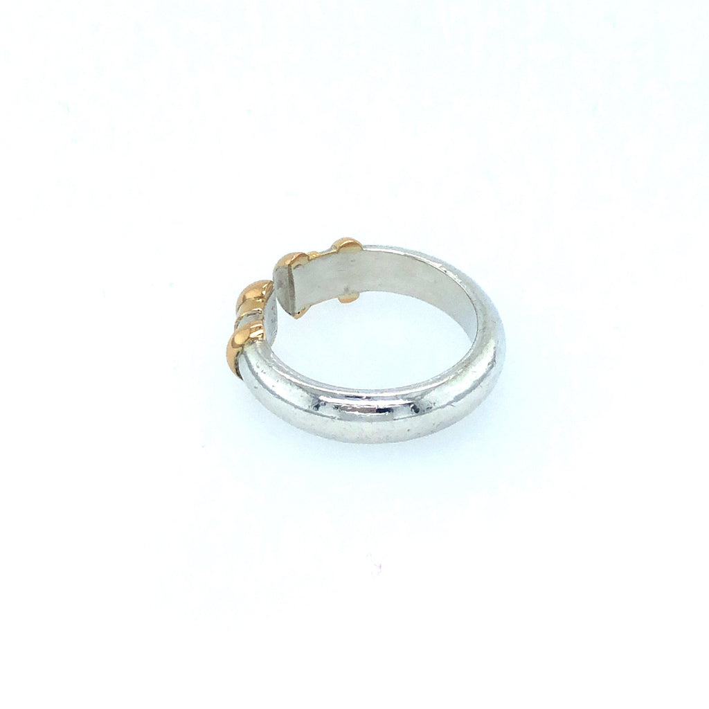 Vintage 1990s Platinum and 14k Gold Open Front Ring The Vintage Jewellery Company