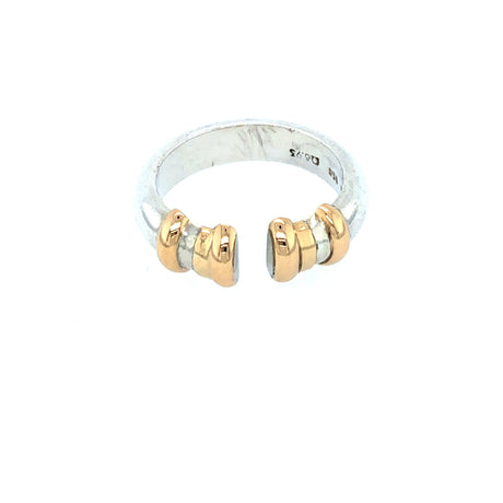 Vintage 1990s Platinum and 14k Gold Open Front Ring The Vintage Jewellery Company