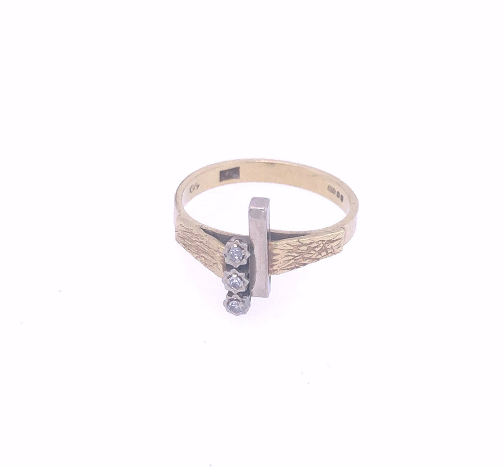 Vintage 9k Gold & Diamond Abstract Ring The Vintage Jewellery Company