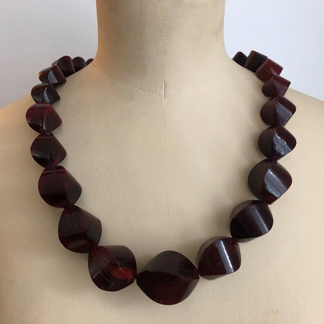 Vintage Danish Dyed Horn Multiple Bead Statement Necklace The Vintage Jewellery Company