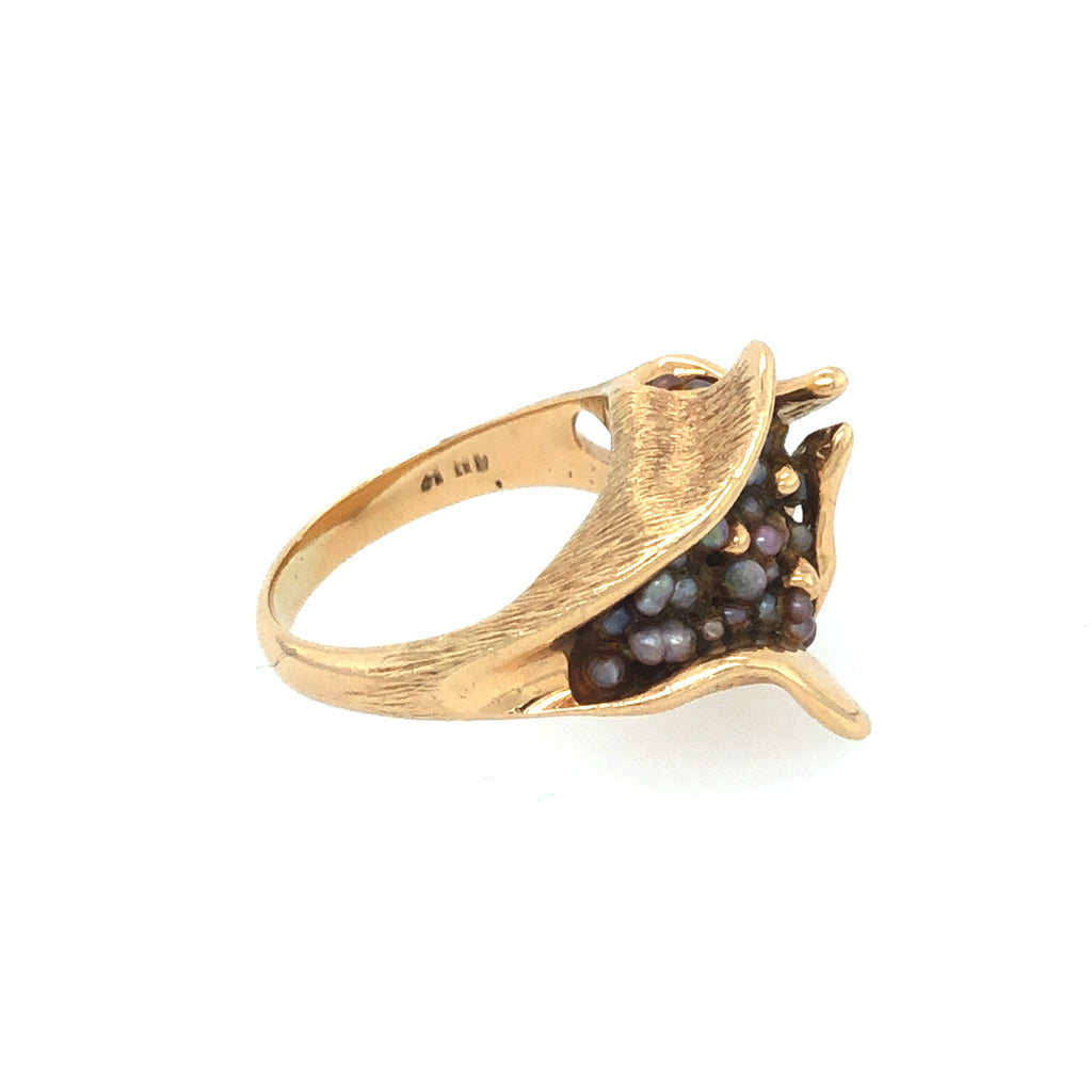 Vintage Seed Pearl and 10k Gold Ring The Vintage Jewellery Company
