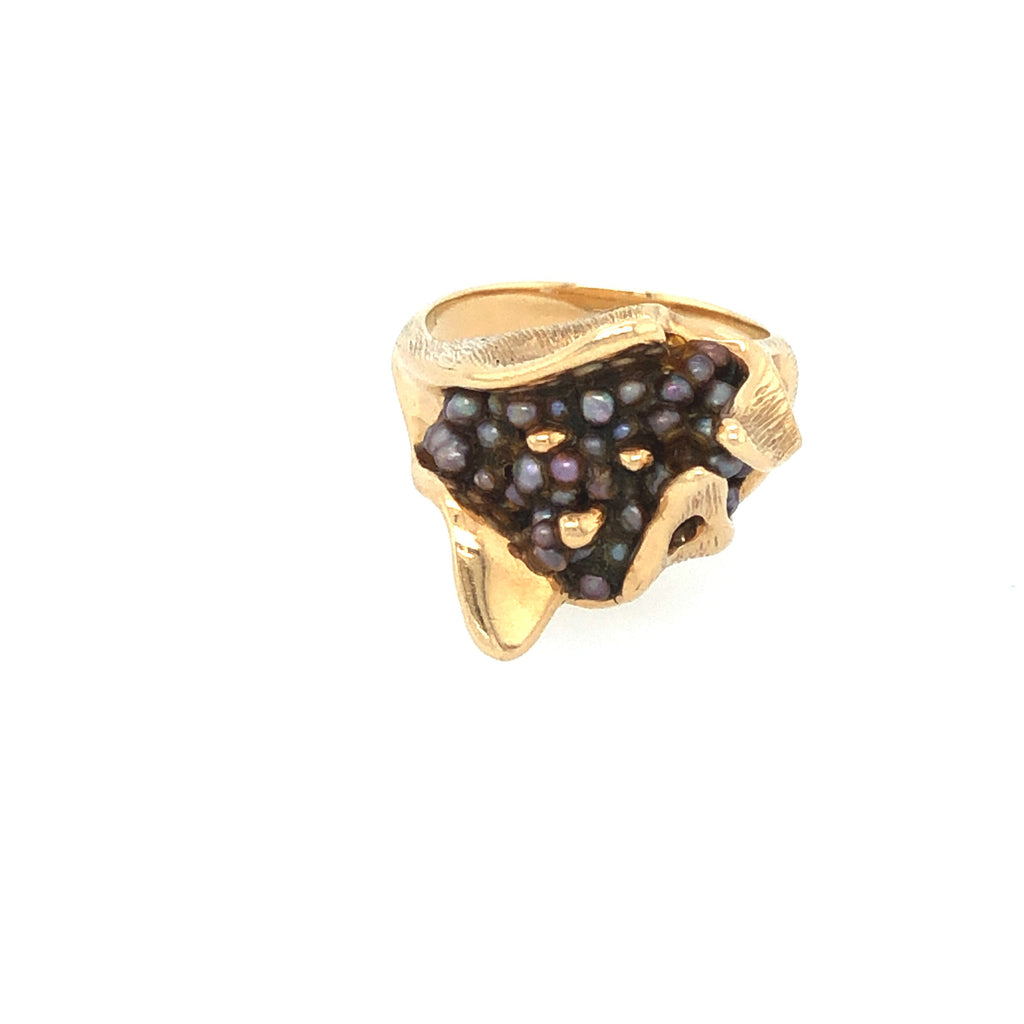 Vintage Seed Pearl and 10k Gold Ring The Vintage Jewellery Company